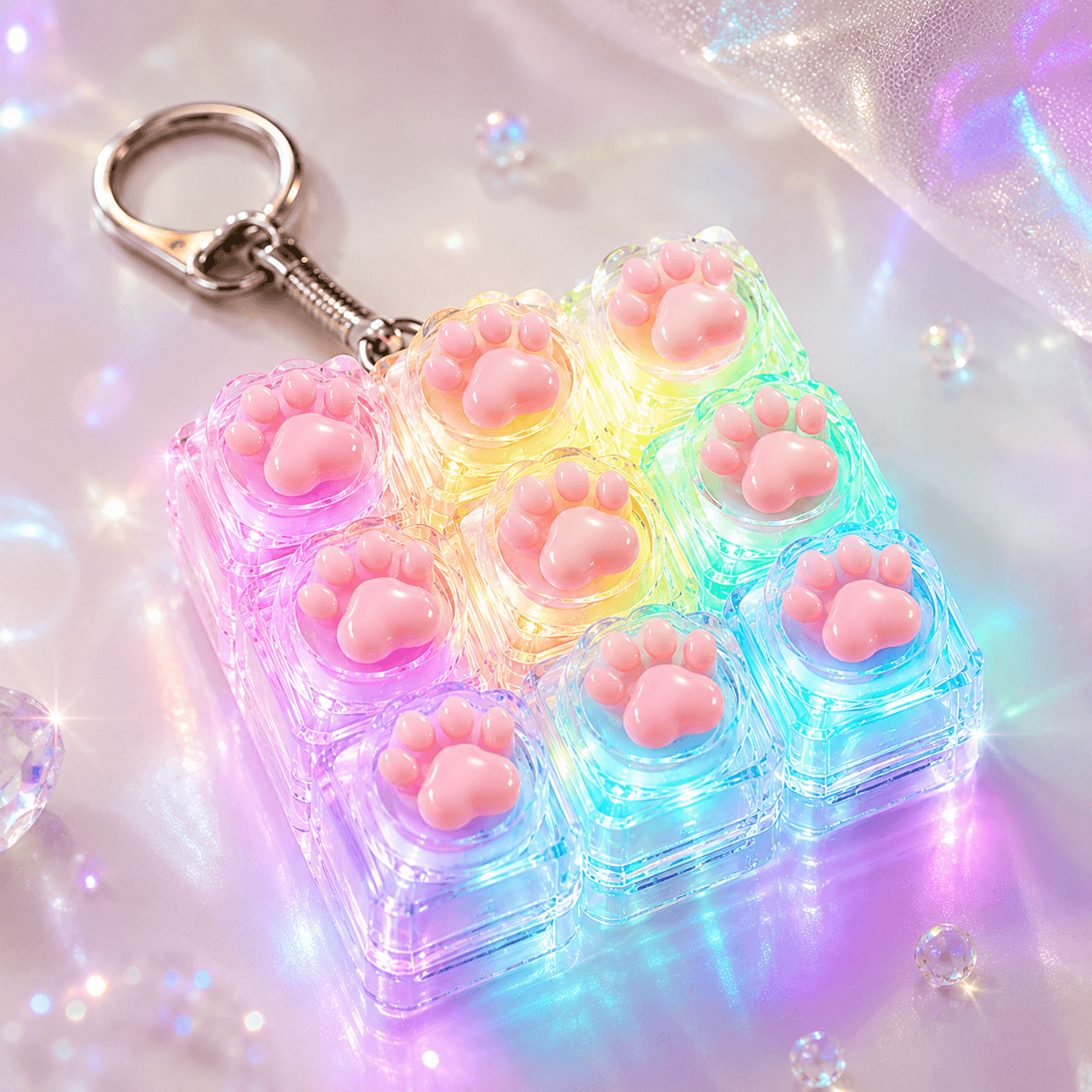 다금샵 LED 고양이 발바닥 키캡 키링 클리커 딸깍이