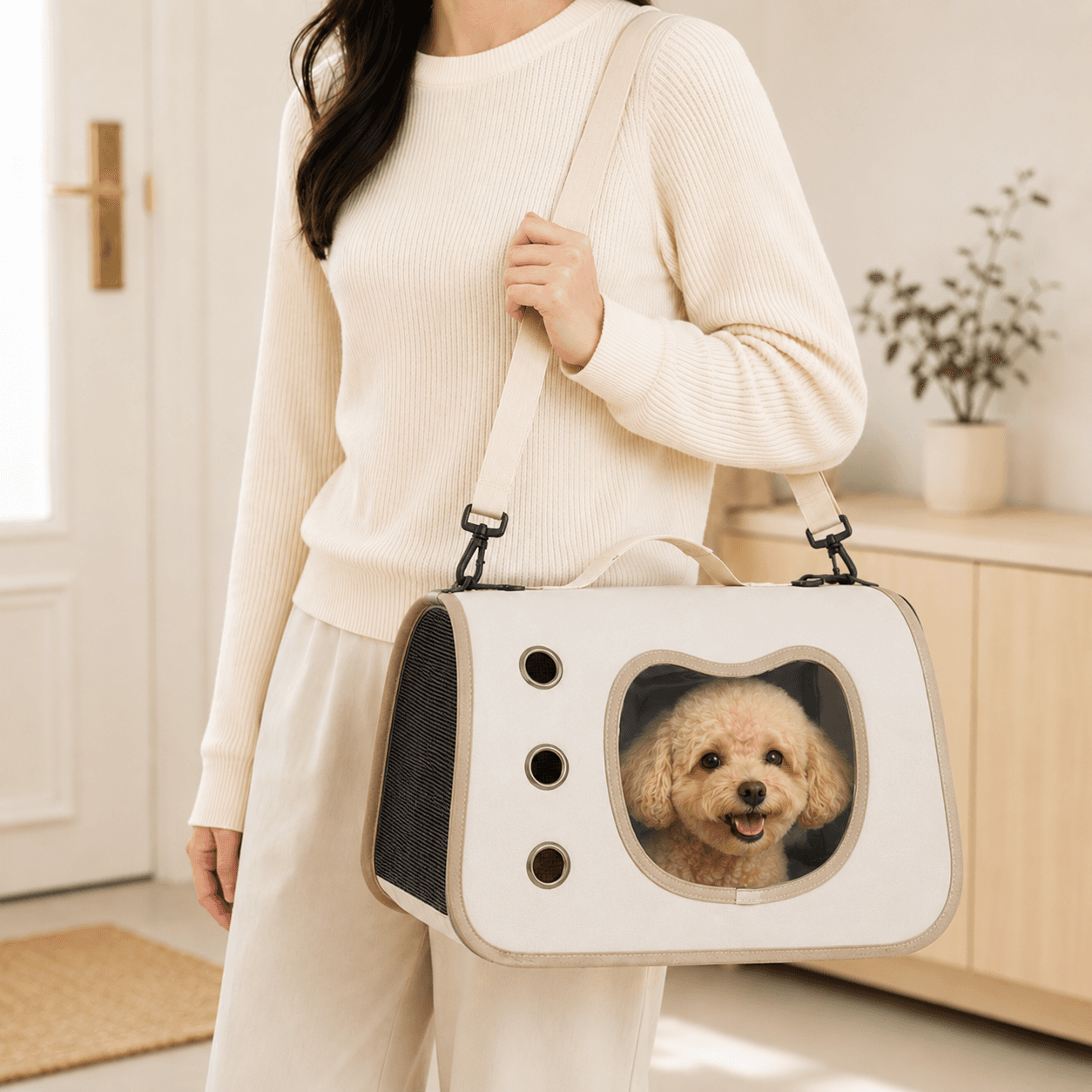 써니머스 강아지 고양이 숄더백 이동가방 3면 통풍 펫 캐리어